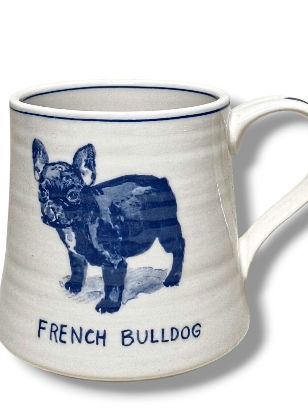 Anthropologie Mug New French Bulldog Dog Blue Molly Hatch Frenchie Pottery